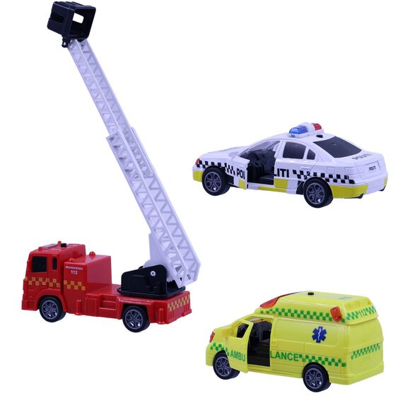 Motor 112 - Pullback Rescue Vehicles w.light & sound (3 pcs) (I-1600006) / Toys