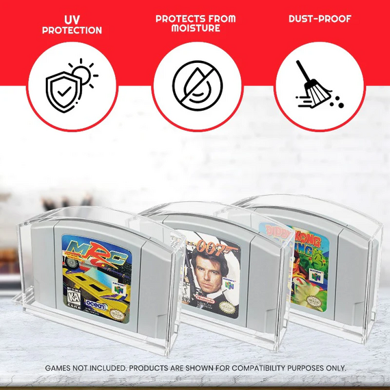 EVORETRO - PREMIUM Acrylic Case for N64 Cartridge pack of 2 - Nintendo Switch Accessories - Accessories for Consoles - Techbox