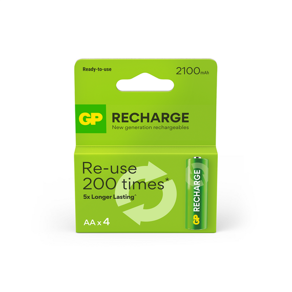 GP - Recharge Rechargeable Battery, Size AA, 2100 mAh, 4-pack / Electronics