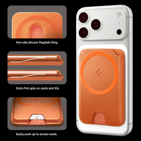 Spigen Valentinus MagFit+ MagSafe Magnetic Phone Wallet - Orange