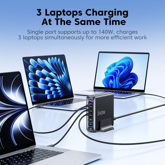 Tech-Protect DC240W-GaN Charging Station 6 Ports 4 x USB-C 2 x USB-A 240W QC3.0 - Black