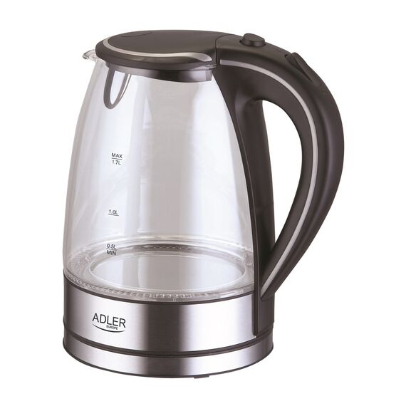 Adler AD 1225 electric kettle 1.7 L Black,Stainless steel,Transparent 2200 W - Kettles - Coffee & Beverages - Techbox