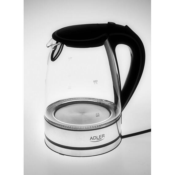 Adler AD 1225 electric kettle 1.7 L Black,Stainless steel,Transparent 2200 W - Kettles - Coffee & Beverages - Techbox