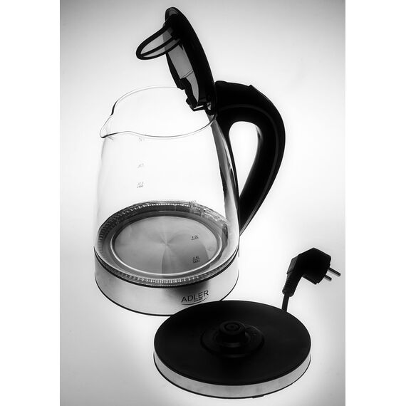 Adler AD 1225 electric kettle 1.7 L Black,Stainless steel,Transparent 2200 W - Kettles - Coffee & Beverages - Techbox