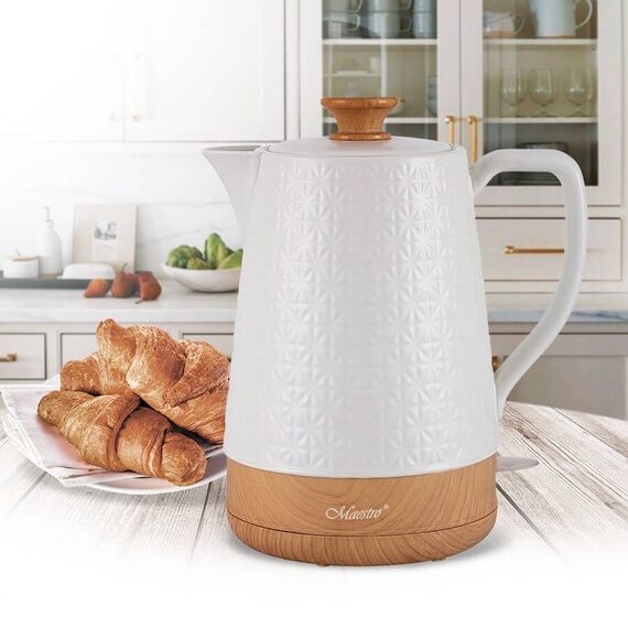 Maestro MR-076 electric kettle 1.8 L 1800 W White, Wood | Techbox
