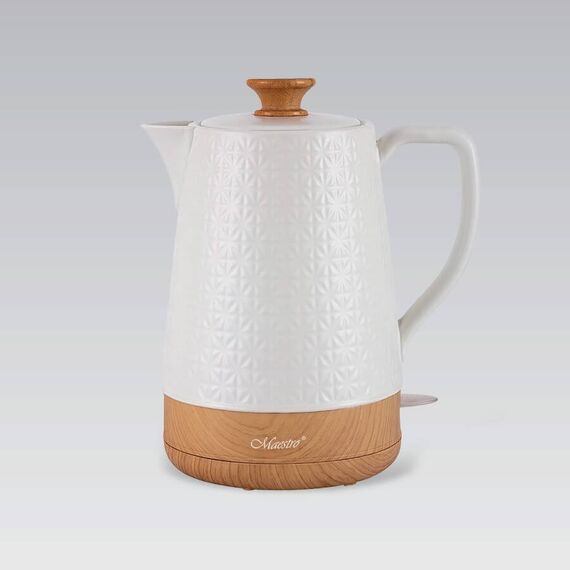 Maestro MR-076 electric kettle 1.8 L 1800 W White, Wood | Techbox
