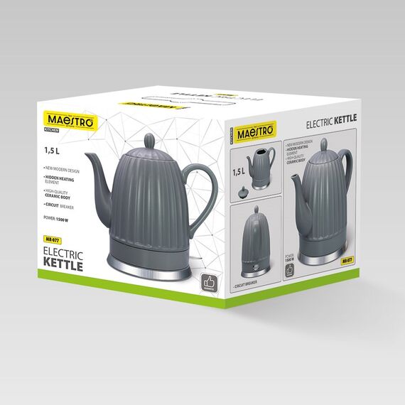 Ceramic electric kettle MAESTRO MR-077 1.5l 1500W Grey - Kettles - Coffee & Beverages - Techbox