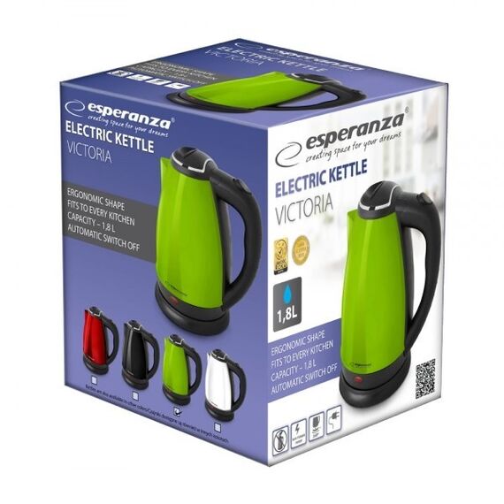 Esperanza EKK113G electric kettle 1.8 L 1800 W Black, Green - Kettles - Coffee & Beverages - Techbox