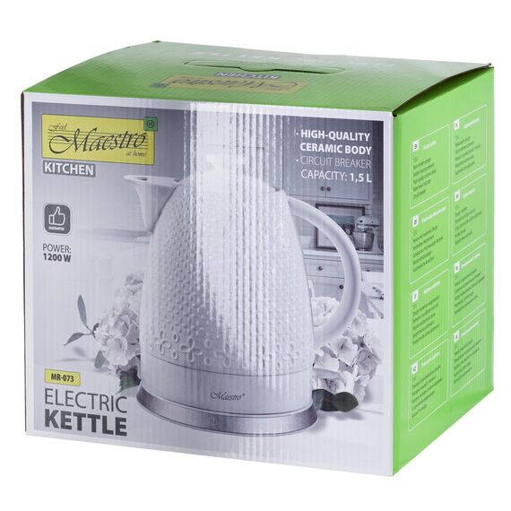 Maestro MR-073 electric kettle 1.2 L 1200 W White - Kettles - Coffee & Beverages - Techbox