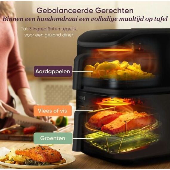 Cosori CAF-DC121 Double 10.8 L Stand-alone Hot air fryer Black | Techbox