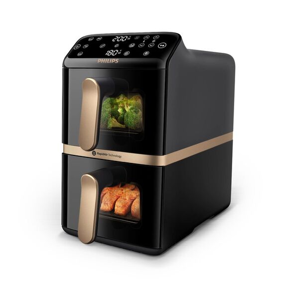 Philips 4000 series Dual Stack Airfryer Vertical Basket 10L Double Stand-alone 2750 W Hot air fryer Black | Techbox