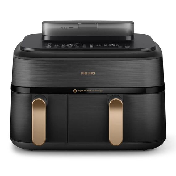 Philips 5000 series NA552/00 fryer Double 9 L Stand-alone 2750 W Hot air fryer Black, Gold | Techbox