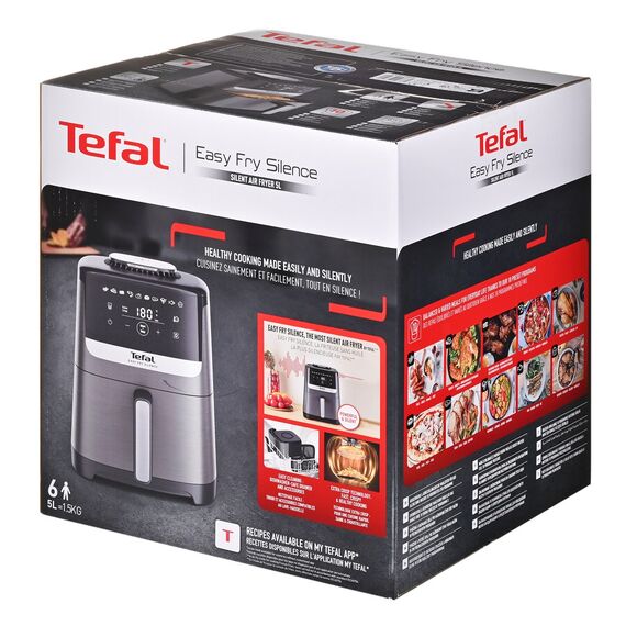 Tefal Easy Fry Silence EY551HE0 fryer Single 5 L Stand-alone Hot air fryer Black, Grey, Stainless steel | Techbox