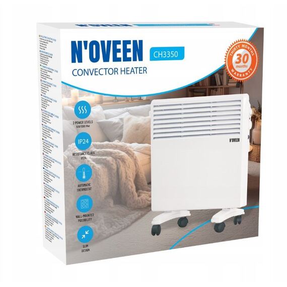 N'OVEEN 1000W electric portable wall-mounted convector heater with thermostat CH3350 | Techbox