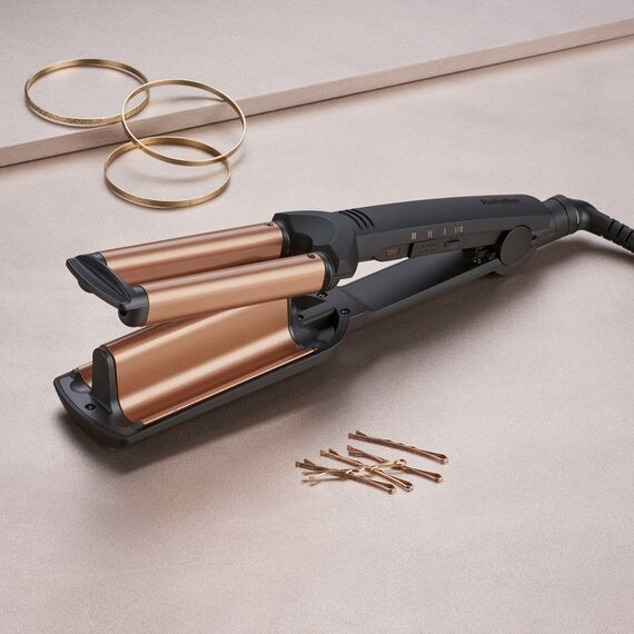 BaByliss Deep Waves Curling iron Warm Black, Orange 98.4" (2.5 m) - Hair Irons & Brushes - Personal Care - Techbox