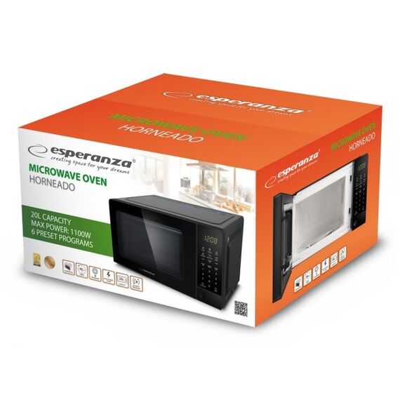 Esperanza EKO009 microwave Black Solo microwave Countertop 20 L 700 W - Ovens - Cooking - Techbox