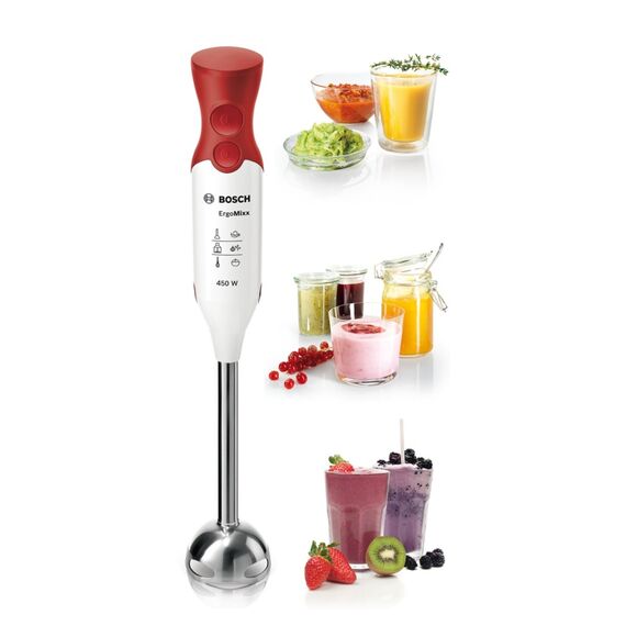 Bosch MSM64110 blender Immersion blender 450 W Red, White - Mixers - Food preparation - Techbox