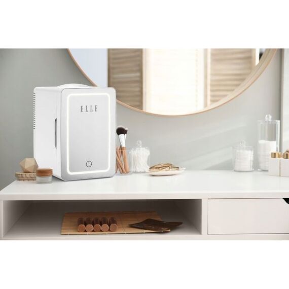 ELLE 6L white mini fridge with LED make-up mirror - Camping - Hobbies - Techbox