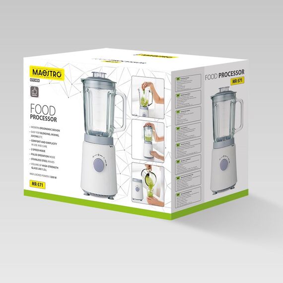 Food processor MAESTRO MR-571 1200W White, Grey | Techbox