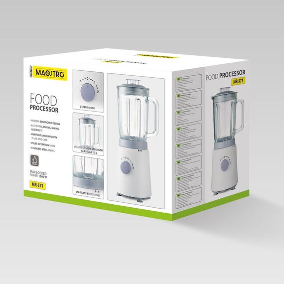 Food processor MAESTRO MR-571 1200W White, Grey | Techbox