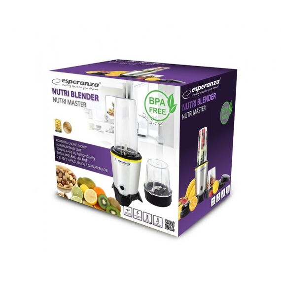 Esperanza EKM028 blender Tabletop blender 1000 W Black, Stainless steel | Techbox