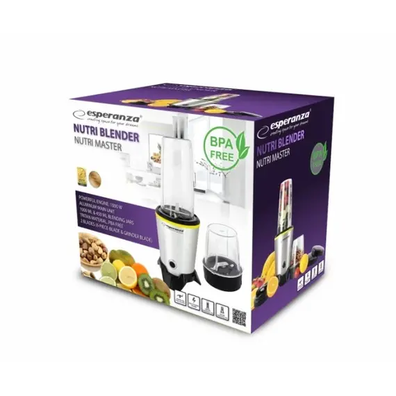 Esperanza EKM028 blender Tabletop blender 1000 W Black, Stainless steel | Techbox