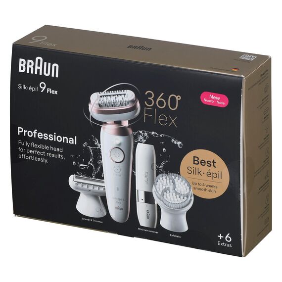 Braun Silk-épil 9 Flex 9-360 3D 40 tweezers Rose, White - Epilators - Personal Care - Techbox