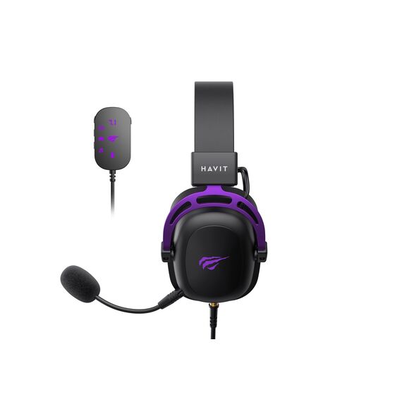Havit H2002C+U - gaming headphones (black and purple) | Techbox