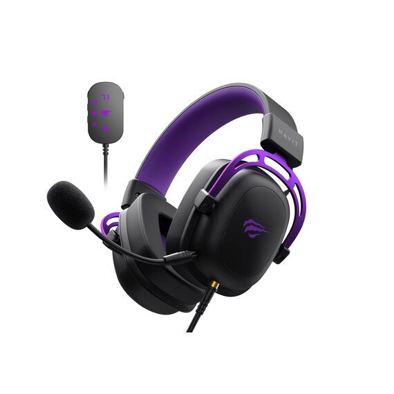 Havit H2002C+U - gaming headphones (black and purple) | Techbox