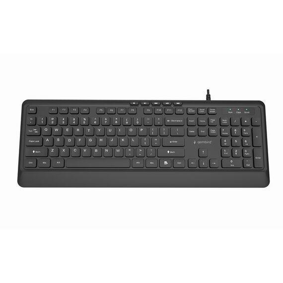 Gembird KB-MCH-05 Slim wired multimedia keyboard, black, US layout | Techbox