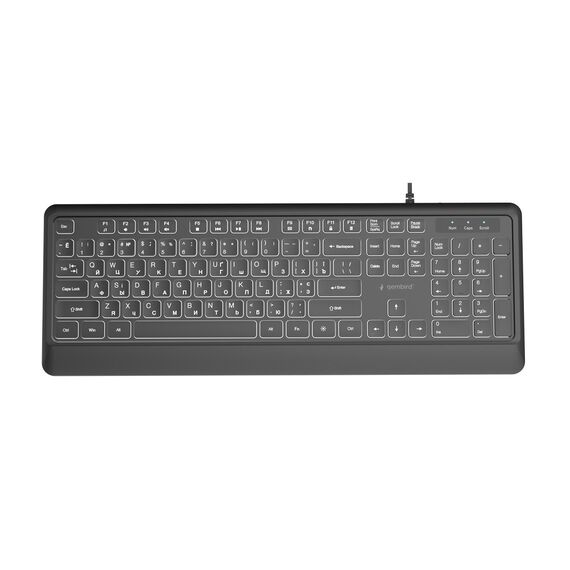Gembird KB-UML-04-CYRL Slim wired backlight keyboard, black, Cyrillic layout - Keyboards - Keyboards & Mice - Techbox