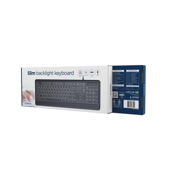 Gembird KB-UML-04-CYRL Slim wired backlight keyboard, black, Cyrillic layout - Keyboards - Keyboards & Mice - Techbox