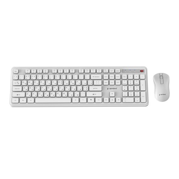 Gembird KBS-WPS-01 Slim Pro Business wireless desktop set, white, RU layout | Techbox