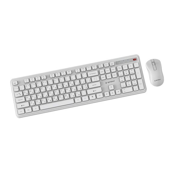 Gembird KBS-WPS-01 Slim Pro Business wireless desktop set, white, RU layout | Techbox