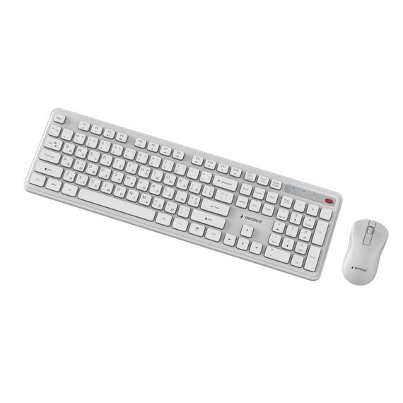 Gembird KBS-WPS-01 Slim Pro Business wireless desktop set, white, RU layout | Techbox