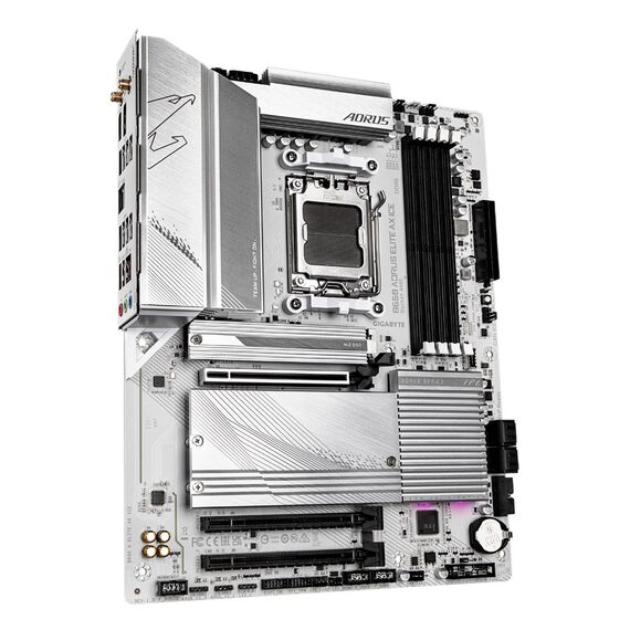 GIGABYTE B650 AORUS ELITE AX ICE Motherboard - Supports AMD Ryzen 9000 CPUs, 12+2+2 Phases Digital VRM, up to 8000MHz DDR5 (OC), 1xPCIe 5.0 + 2xPCIe 4.0 M.2, Wi-Fi 6E, 2.5GbE LAN, USB 3.2 Gen 2x2 | Techbox