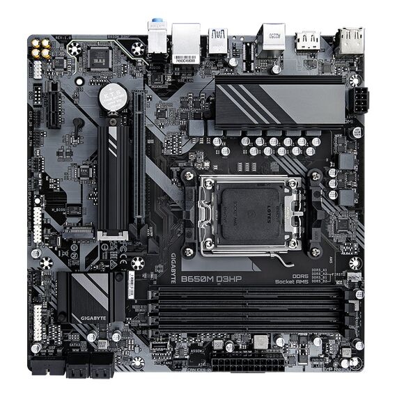 GIGABYTE B650M D3HP Motherboard - AMD Ryzen 9000 Series CPUs, 5+2+2 Phases VRM, up to 7600MHz DDR5 (OC), 2xPCIe 4.0 M.2, 2.5GbE LAN, USB 3.2 Gen 1 - Motherboards - Laptops & PC Builds - Techbox