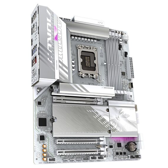 GIGABYTE B860 AORUS ELITE WIFI7 ICE Motherboard - Intel Core Ultra Series CPUs, 14+1+2+1 Phases VRM, up to 9200MHz DDR5, 1xPCIe 5.0 + 2xPCIe 4.0 M.2, 2.5GbE LAN, WIFI 7, USB 4 | Techbox