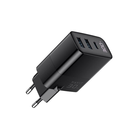 Havit UCLE001 EU - GaN three-port charger 30 W, black | Techbox