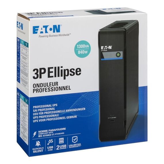 Eaton 3P Ellipse UPS uninterruptible power supply (UPS) Standby (Offline) 1.3 kVA 840 W 8 AC outlet(s) - UPS & Surge Protectors - Surge Protection - Techbox
