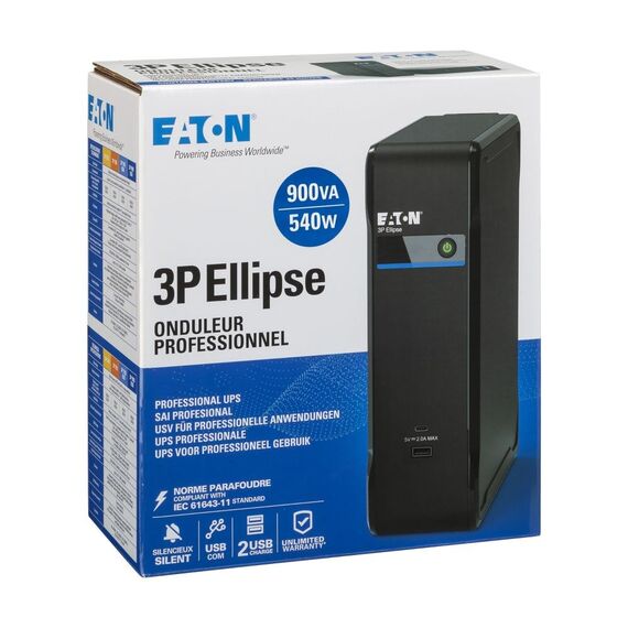 Eaton 3P900UI uninterruptible power supply (UPS) Standby (Offline) 0.9 kVA 540 W 4 AC outlet(s) - UPS & Surge Protectors - Surge Protection - Techbox