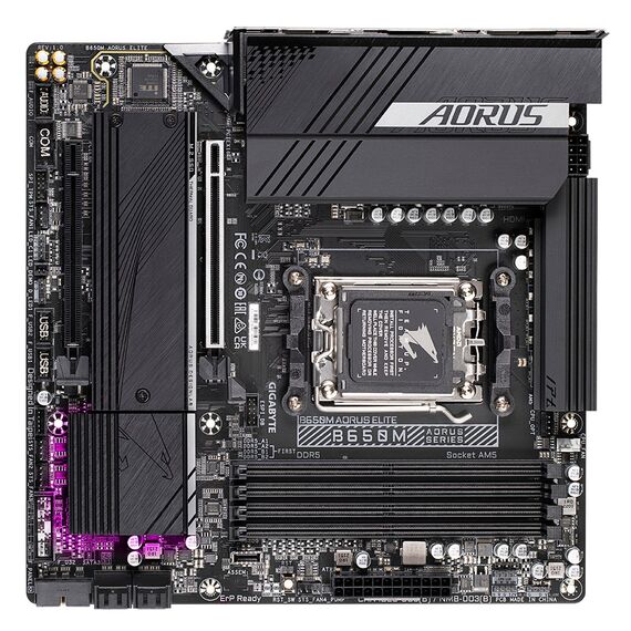 GIGABYTE B650M AORUS ELITE Motherboard - AMD Ryzen 9000 CPUs, 12+2+2 Phases VRM, up to 8000MHz DDR5, 1xPCIe 5.0 + 1xPCIe 4.0 M.2, 2.5GbE LAN, USB 3.2 Gen 2x2 | Techbox
