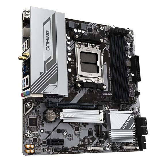 GIGABYTE B650M GAMING PLUS WIFI Motherboard - AMD Ryzen 9000 CPUs, 5+2+2 Phases VRM, up to 8000MHz DDR5, 2xPCIe 4.0 M.2, 2.5GbE LAN, WIFI 6E, USB 3.2 Gen 1 - Motherboards - Laptops & PC Builds - Techbox