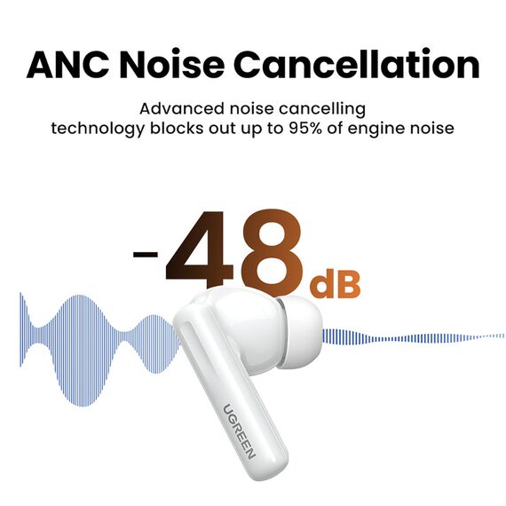 Ugreen HiTune T6 wireless headphones with ANC function + USB-A - USB-C cable - white - Headsets - Speakers & Headphones - Techbox