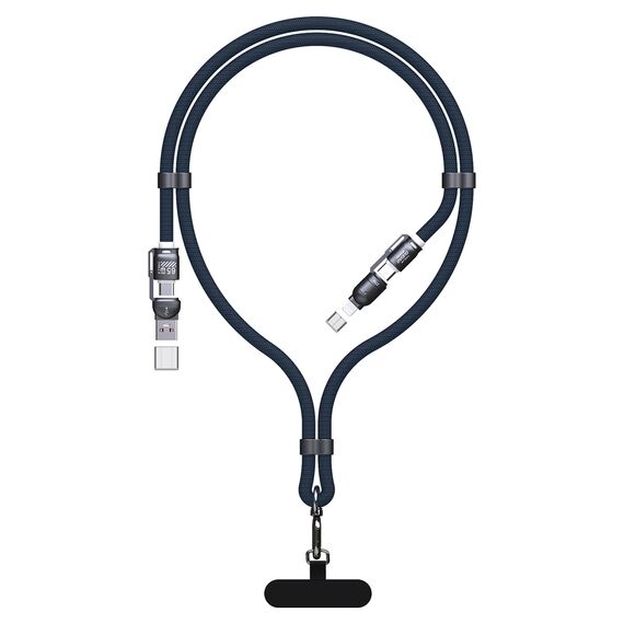 Dudao L20Max 65W 4-in-1 Cable with Lanyard USB-C to USB-C with Lightning and USB-A Adapters - Blue - Cables & Adapters - Cables & Accessories - Techbox