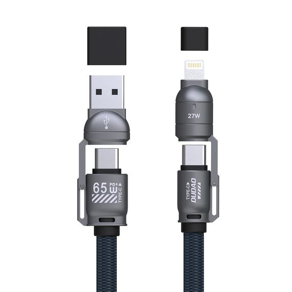 Dudao L20Max 65W 4-in-1 Cable with Lanyard USB-C to USB-C with Lightning and USB-A Adapters - Blue - Cables & Adapters - Cables & Accessories - Techbox