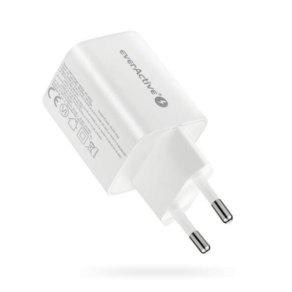 GaN mains charger with 1 x USB and 1 x USB-C Quick Charge 4.0 45W, white | Techbox