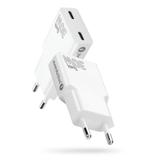 Charger 2 x USB-C Quick Charge 4+ 30W SUPER SLIM white | Techbox