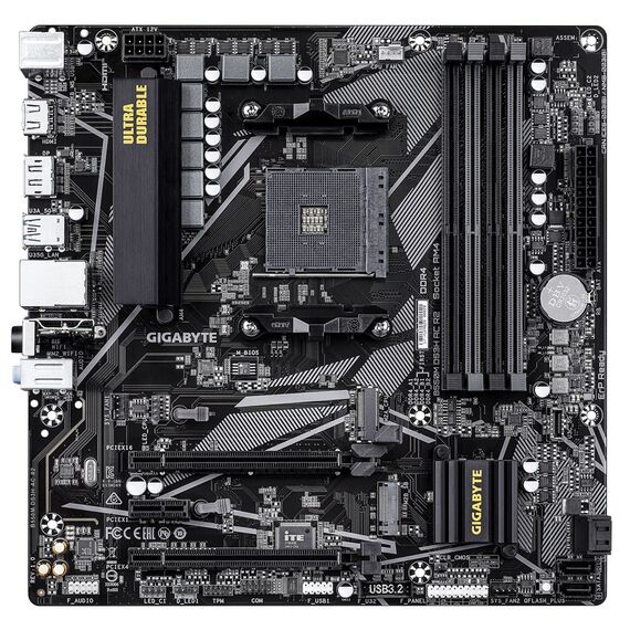 GIGABYTE B550M DS3H AC R2 Motherboard - AMD Ryzen 5000 CPUs, 5+3 Phases VRM, up to 4733MHz DDR4 (O.C.), 1xPCIe 4.0 + 1xPCIe 3.0 M.2, Wi-Fi 5, 1GbE LAN, USB 3.2 Gen 1 | Techbox