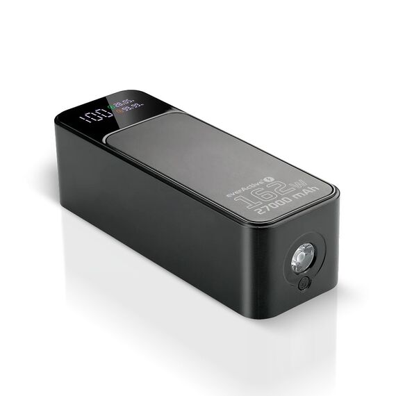 Powerbank 27 000mAh, 1x USB, 2x USB-C, 162,5W, QC4+, flashlight, LCD screen, black - Powerbanks - Smartphone Chargers - Techbox